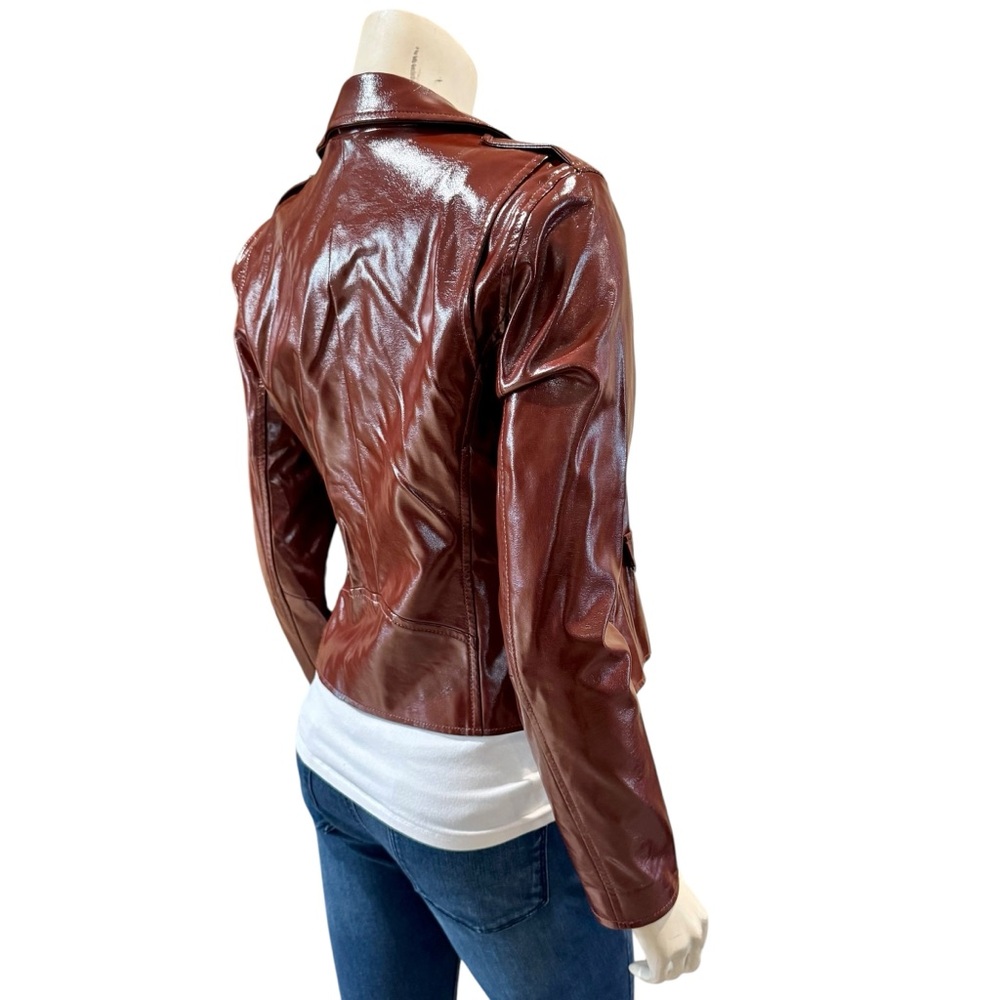 Faux Patent Leather Moto Jacket - Picture 8 of 16
